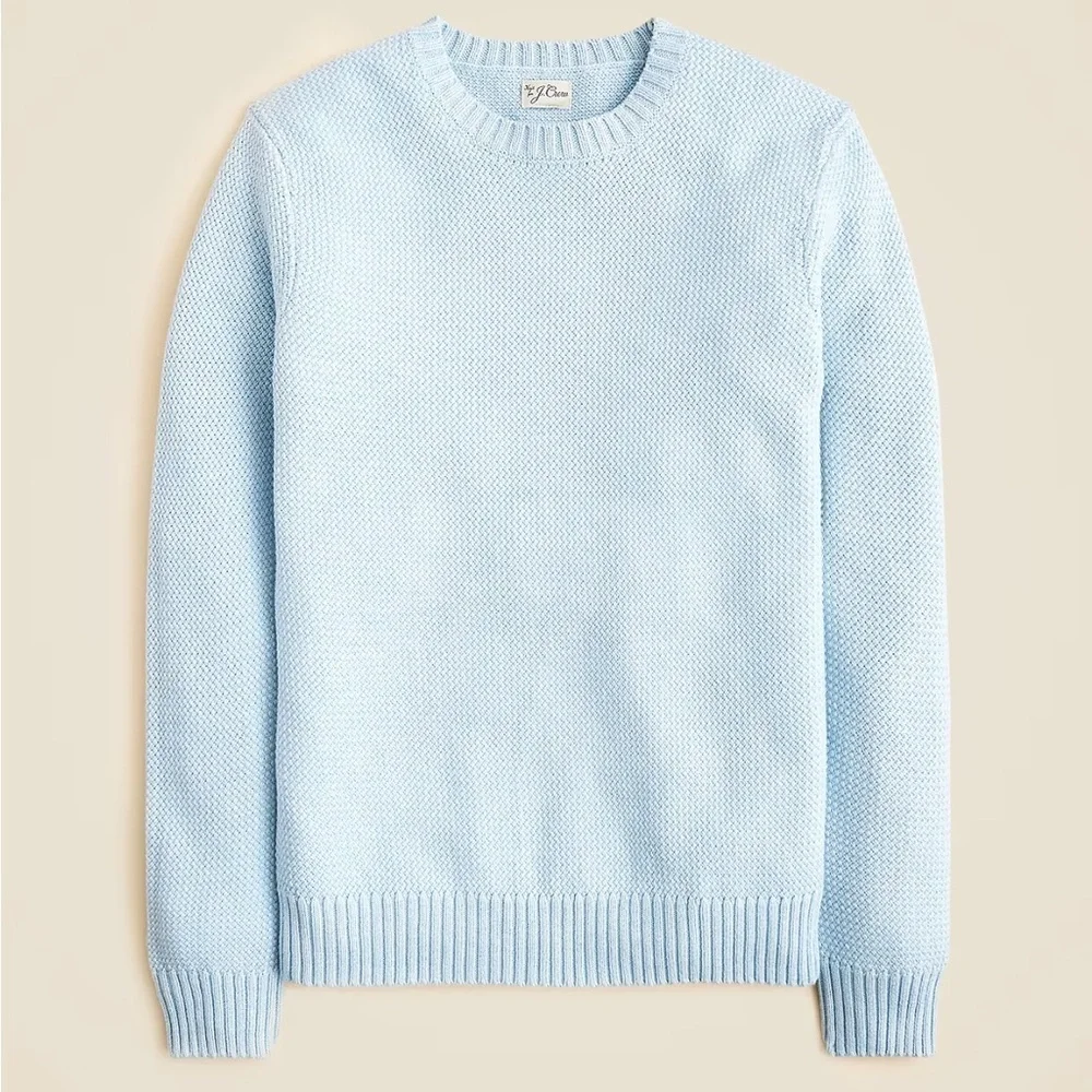 J crew heather sky Basket-stitch cotton crewneck sweater
